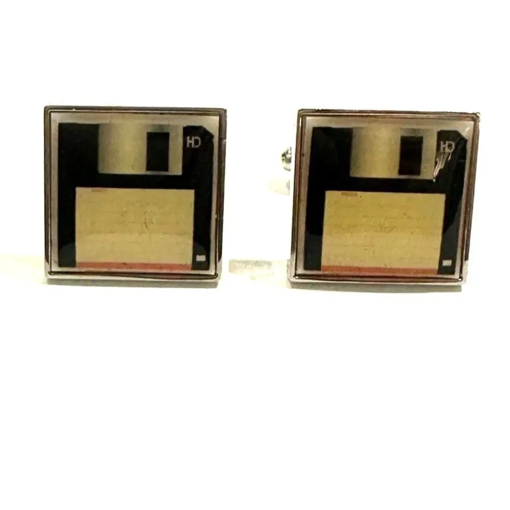 Floppy Disk Cufflinks – Silver-Tone